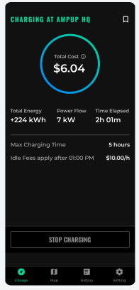 Example of the ampUP charging screen