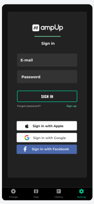 Example of the ampUP app sign-in screen